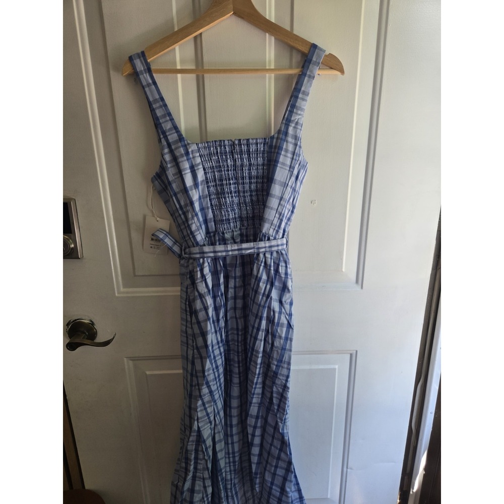 Free Assembly Women's S 4/6 Blue Checker Dress Belt Pockets CottageCore Prairie - Picture 6 of 6